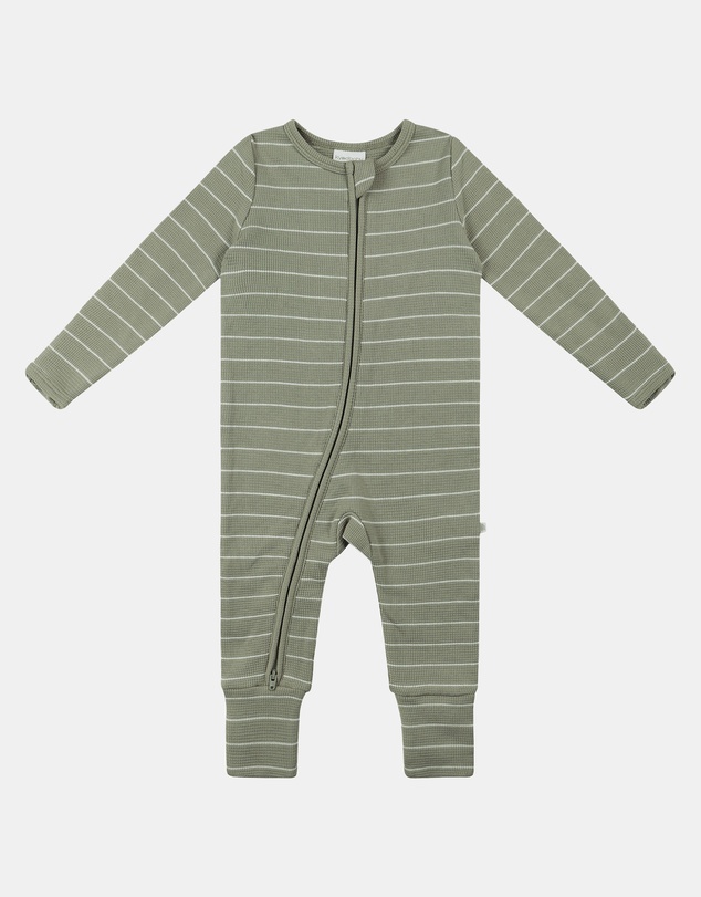 Kynd Baby - Organic Cotton Waffle in Sage Stripe