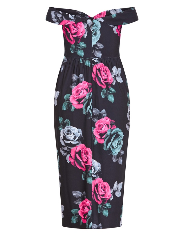 City Chic - Claire Print Off Shoulder Dress