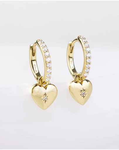 Wanderlust + Co - Heart Charm Huggie Earrings