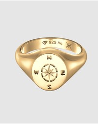 Kuzzoi - ICONIC EXCLUSIVE - Ring Men Compass in 925 Sterling Silver Gold Plated