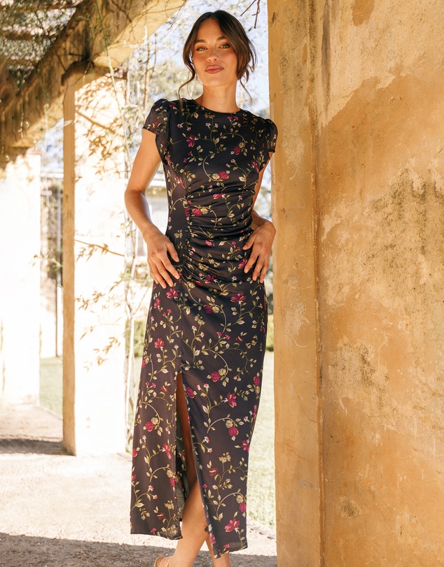 Petal & Pup - Lisbeth Midi Dress - Midnight Floral