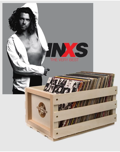 Universal Music - Crosley Record Storage Crate & Inxs The Very Best - Double Vinyl Album Bundle