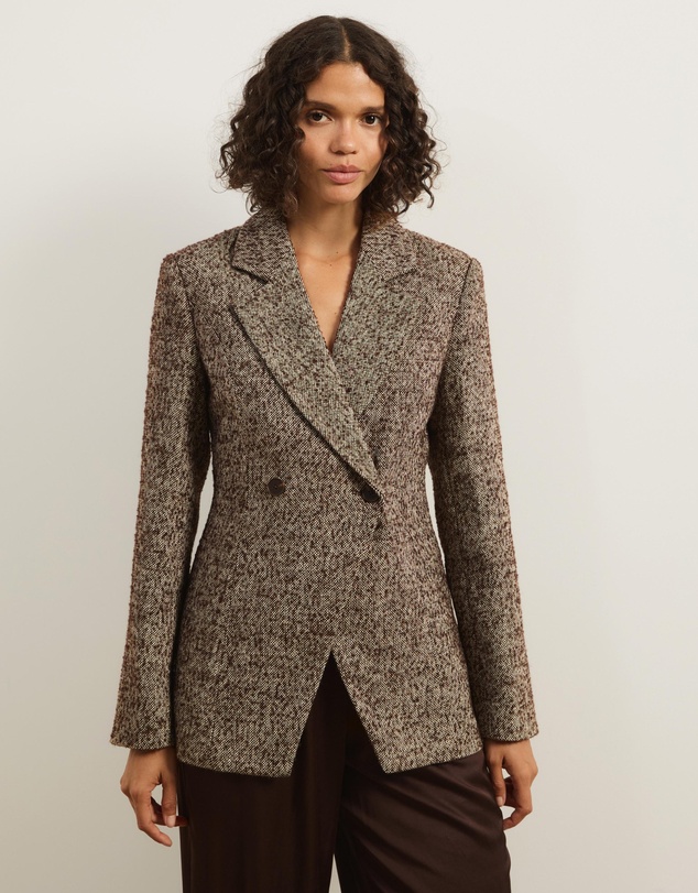 Atmos&Here - Beth Cinched Waist Tweed Blazer