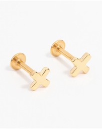 Lovisa - Gold Plated Surgical Steel Cross Flat Back Earrings 2-Pack