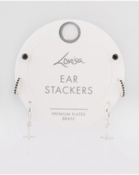 Lovisa - Silver Plated Brass  Cubic Zirconia Dagger Huggie Earrings Pack