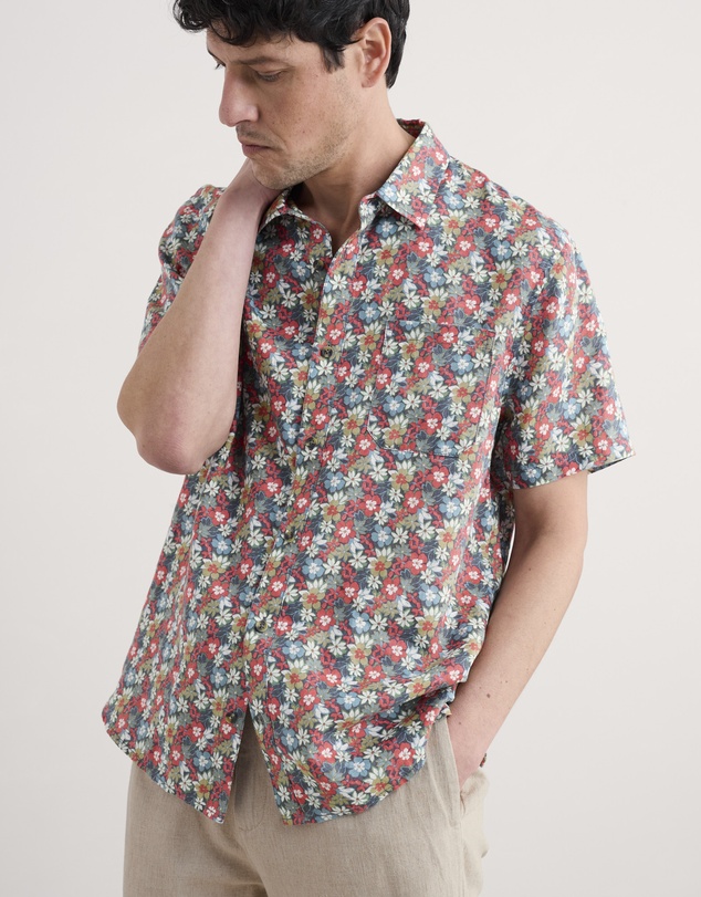 Seasalt - Seasalt Cornwall Multi Blue Heron Short Sleeve Shirt