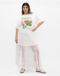 City Chic - Oversized Matcha Print Tee