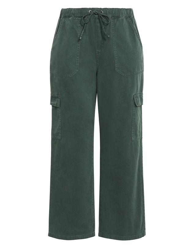 City Chic - Plus size Harley Fit Remi Wide Leg Cargo Jean - dark sage