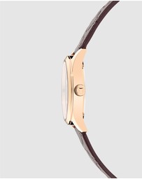 Ted Baker - Coolly Rose Gold-Tone 34mm Burgundy Embossed Leather Watch