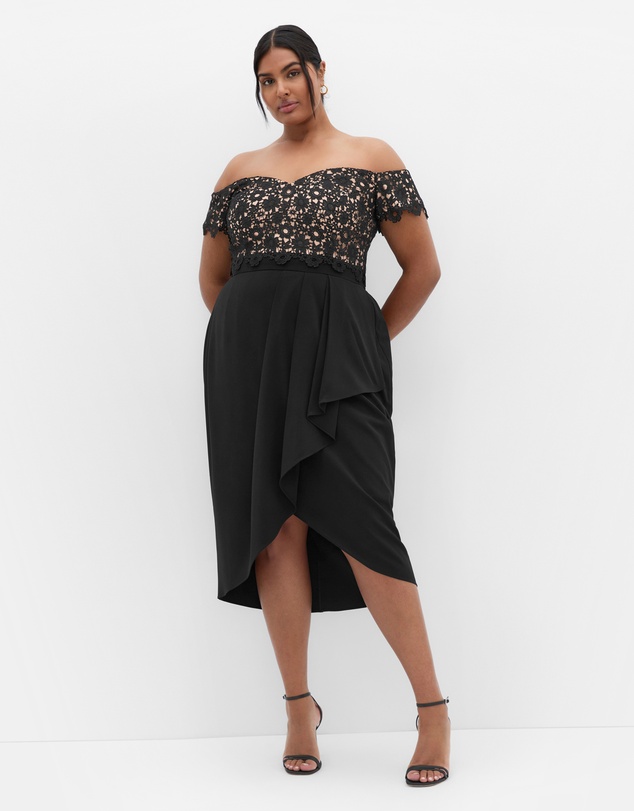 City Chic - Plus sizeLace Glamour Midi Dress - black