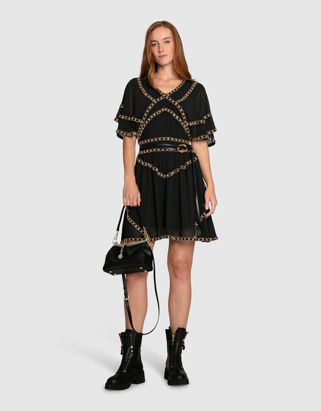 Belle & Bloom - Golden Mark Beaded Trim Mini Dress