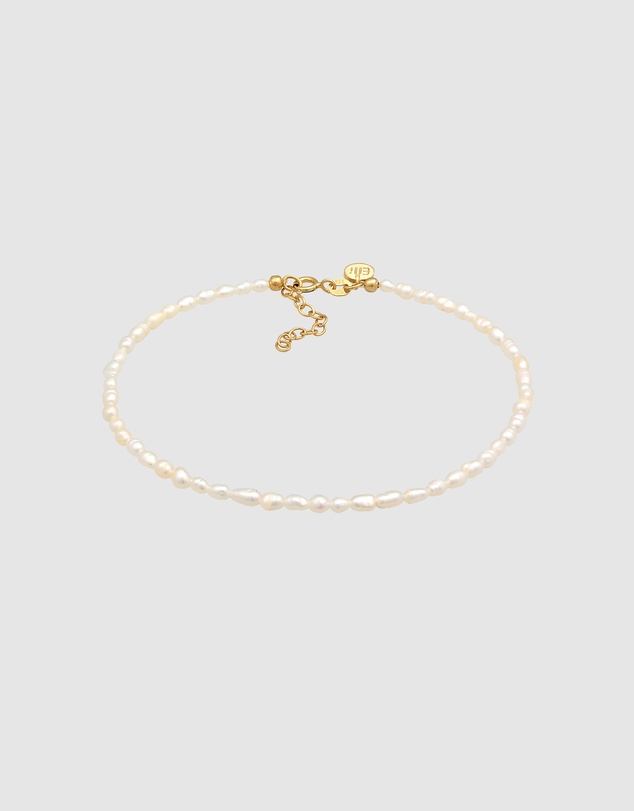 Elli Jewelry - Freshwater Pearl Anklet in Gold-Plated 925 Silver