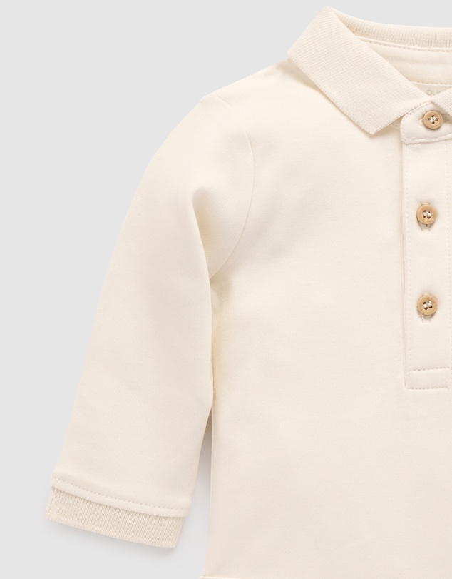 Purebaby - Thick Polo Shirt Bodysuit -Kids-Babies