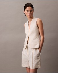 Calvin Klein - Structured Linen Tailored Shorts