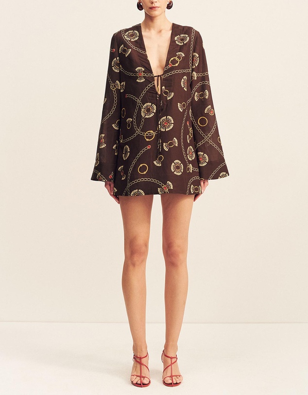 Shona Joy - Vacanza Plunged LS Mini Dress
