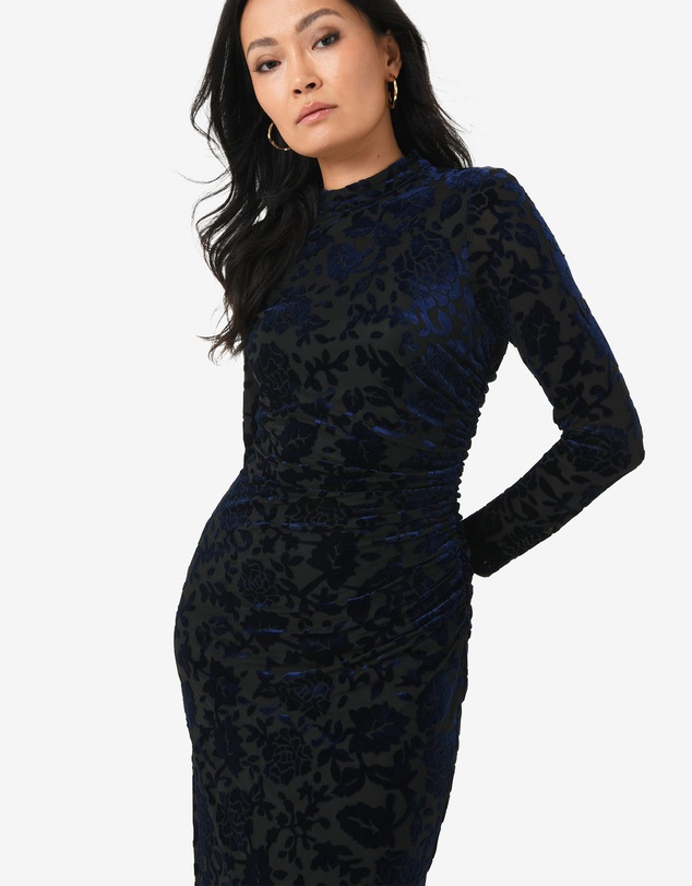 Forcast - Sapphire Velvet Burnout Dress