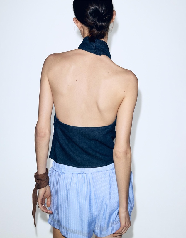 M.N.G - Open-Back Denim Top