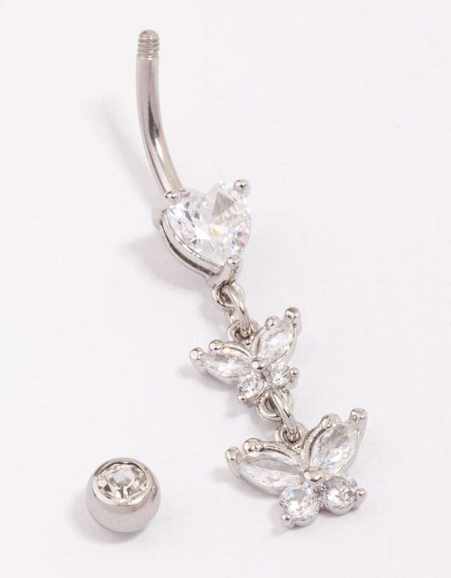 Lovisa - Surgical Steel Heart Butterfly Drop Belly Piercing