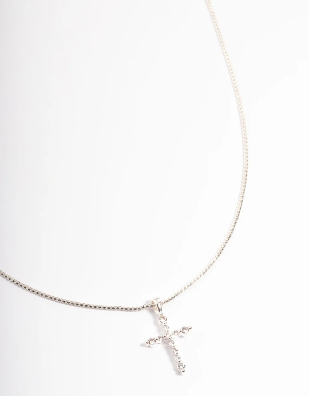 Lovisa - Silver Plated Cross Box Chain Necklace