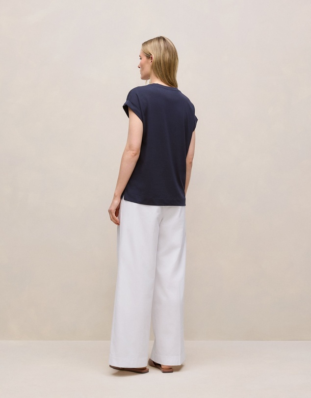 Trenery - Cotton Cuff Sleeve T-shirt in Night Sky