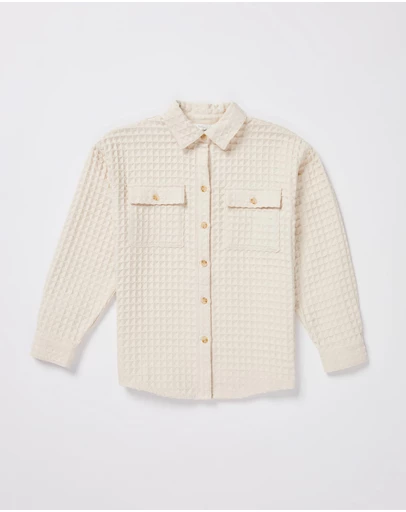 Subtitled - Teen Girls Waffle Long Sleeve Shirt