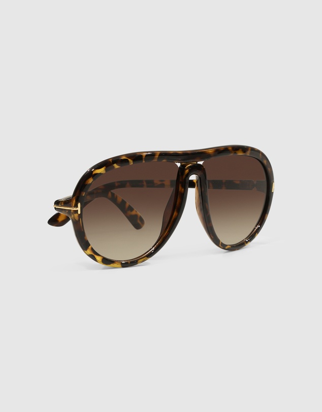 Belle & Bloom - Undercurrent Oversized Aviator Sunglasses - Mosaic Tort