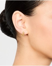 Lovisa - Gold Plated Surgical Steel Diamante Leaf Huggie Earrings