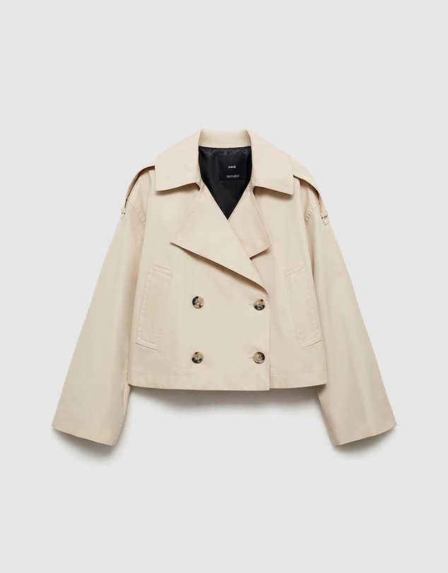 M.N.G - Lipa Double-Breasted Cropped Trench Coat