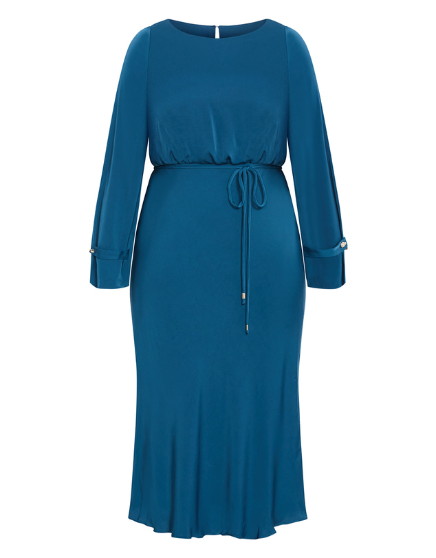 City Chic - Plus size Tara Long Sleeve Maxi Dress - petrol