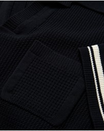Calibre - Striped Trim Textured Knit Polo Navy