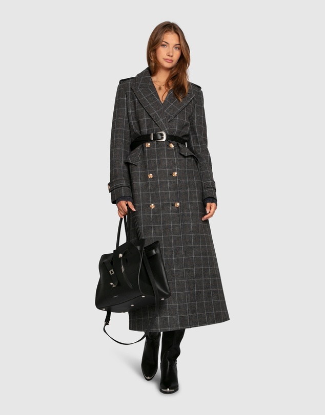 Belle & Bloom - Command Wool Blend Double Breast Maxi Coat