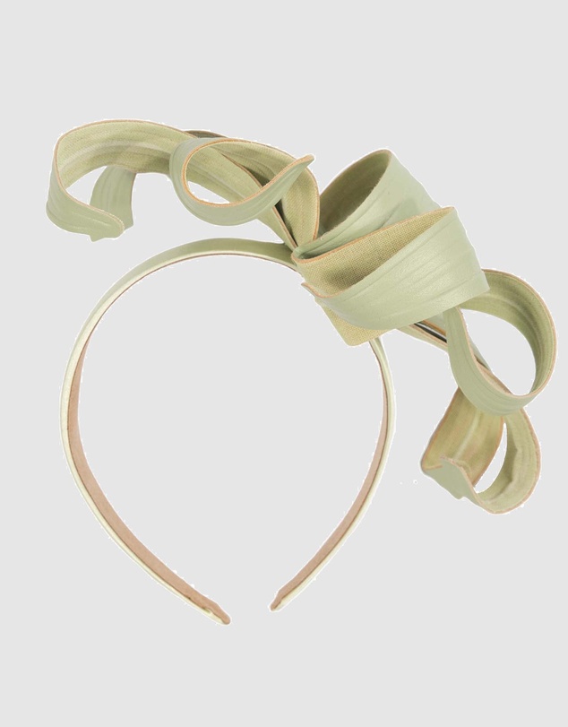 Max Alexander - Leather Leafs Mint Headband Fascinator