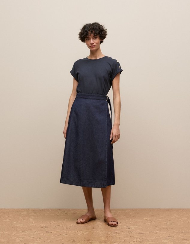 Trenery - Denim Wrap Skirt in Indigo Rinse