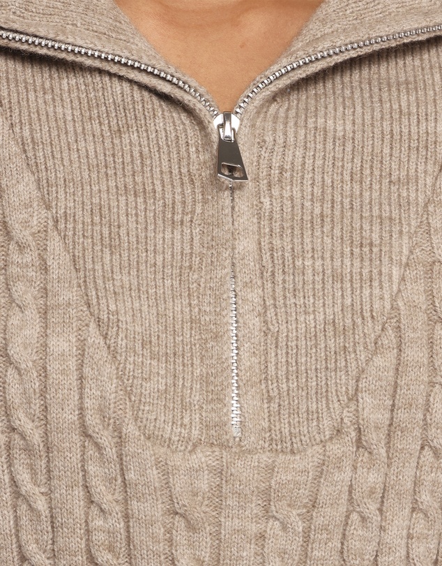 Petal & Pup - Anais Quarter Zip Knit Sweater - Beige