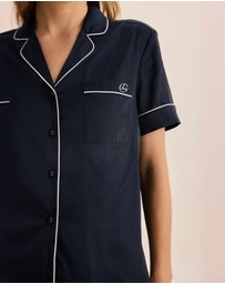 Gingerlilly - Sonia Navy Satin Short PJ Set