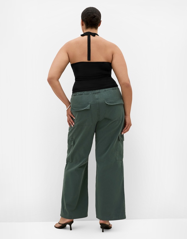 City Chic - Plus size Harley Fit Remi Wide Leg Cargo Jean - dark sage