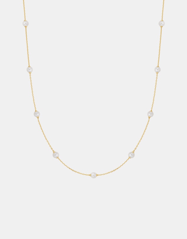 Ania Haie - Ania Haie Gold Shell Pearl Station Chain Necklace