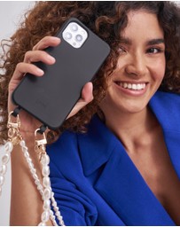 LOUVE COLLECTION - Le Cafe Noir Phone Case + Pearl Crossbody Chain & Wristlet