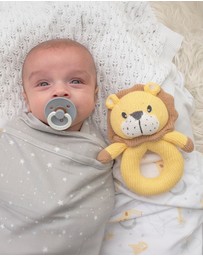 Living Textiles - Knitted Ring Rattle - Leo the Lion