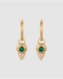 Elli Jewelry - Earrings Hoops Emerald Circle 925 Sterling Silver Gold-Plated
