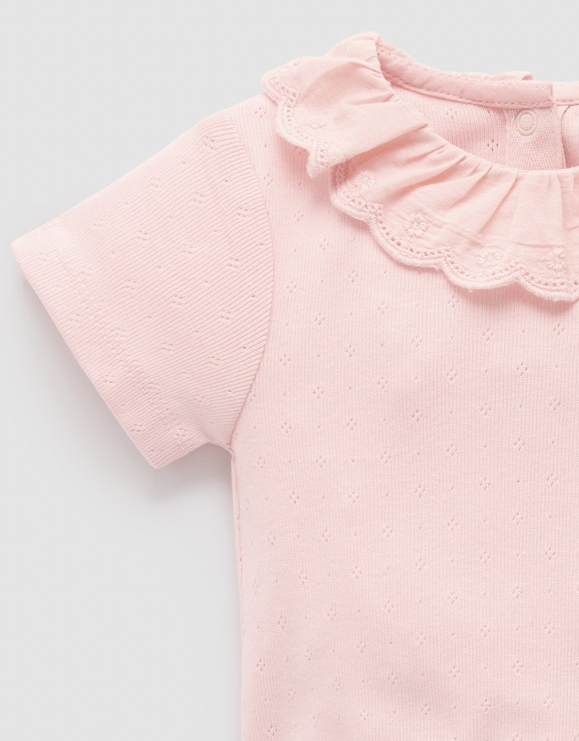 Purebaby - Pointelle Ruffle Bodysuit -Kids-Babies