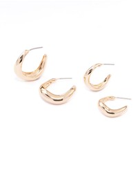 Lovisa - Gold Wave Matched Hoop Earring Pack