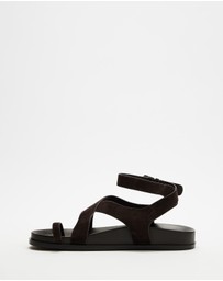 AERE - Leather Crossover Footbed Sandals