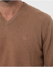 Coast Clothing - V-Neck Cotton Jumper - Natural
