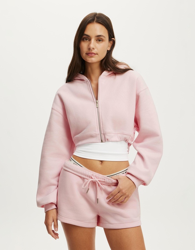 Cotton On Body Active - Plush Micro Cropped Zip Through