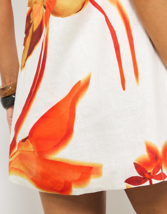 AERE - Ilaria Linen One Shoulder Mini Dress