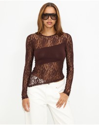 Dazie - Spotlight Lace Long Sleeve Top