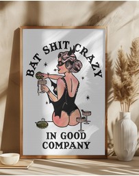 Olive et Oriel - Bat Crazy Funny Pin-Up by The Whiskey Ginger Art Print
