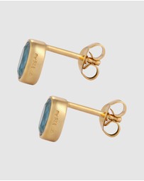 Elli Jewelry - Earrings Stud Topaz Oval 925 Sterling Silver Gold-Plated