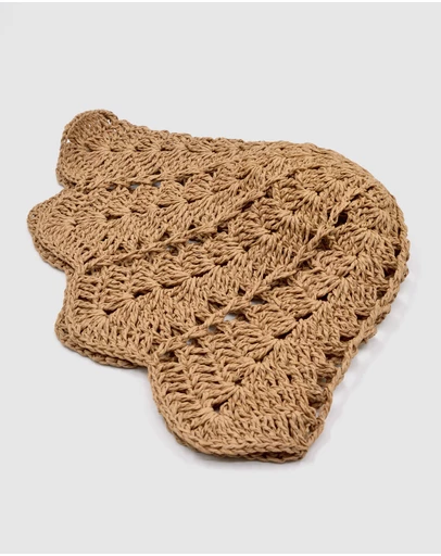 FORD MILLINERY - Daisy Crochet Bucket Hat (tan)